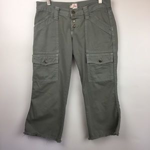 JOIE Womens 26 Green Cotton Cargo Crop Capri Pants